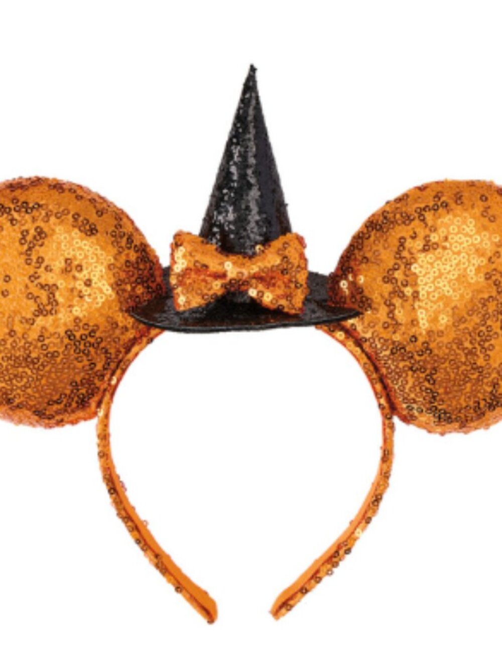 Disney Halloween Witch Minnie Mouse Ears Headband Sequin Orange